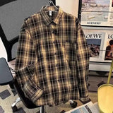 FOESCE Japanese Style Plaid Shirt Men's Long Sleeve Casual Vintage Youthful Feeling Autumn Leisure Clothes Jacket For Boys
