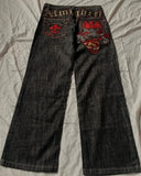 Jeans Y2k Pants Black Jeans Wide Leg Men Retro Loose Fashion Trendy Pants Hip-Hop Streetwear Y2k American Street Casual Jeans