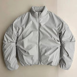 FOESCE Korean Fashion Simple Double Zipper Loose Down Jacket Men's And Women's Y2K New Harajuku Hip-Hop Gothic Casual Joker Street Wear