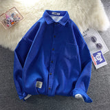 FOESCE Legible Autumn Winter Thicken Corduroy Fleece Shirts Mens Casual Loose Warm Long Sleeve Shirt Male