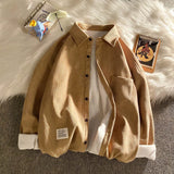 FOESCE Legible Autumn Winter Thicken Corduroy Fleece Shirts Mens Casual Loose Warm Long Sleeve Shirt Male