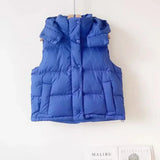FOESCE Lemon Wunder Puff Winter New Style Vertical Collar Down Jacket Vest Women's Short Commuting Casual Detachable Hooded Warm Jacket