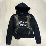 FOESCE Letter Geometric Print Pullover for Men, Hip-Hop Streetwear, Oversized Hoodie, Y2K Fashion, Sports, Versatile Casual Couple Top