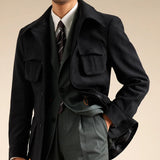 FOESCE Luxury Italian Fashion Lapel Top Male Trench Coat Jacket Men Casual Office Jacket Men's Business Versatile Senior Mantel Wolle