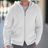 FOESCE Luxury and fashionable autumn and winter new men's knitted sweater hooded zipper long sleeved knitted sweater jacket cardigan