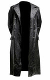 FOESCE MEN'S GERMAN CLASSIC WW2 MILITARY UNIFORM OFFICER BLACK LEATHER TRENCH COAT