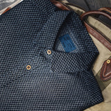 FOESCE Maden Retro Checkered Long-sleeved Denim Shirt Loose Lapel Single-breasted Jacket for Men Spring and Fall Versatile Outerwear
