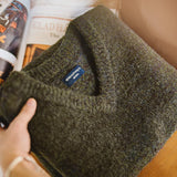 FOESCE Maden Retro Knitted V-neck Vest for Layering Solid Pullover Warm Sleeveless Waistcoat for Men's Fall and Winter Knitted Tops