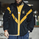FOESCE Maden Retro Training Jacket Outdoor IPFU Sports Contrasting Loose Stand-up Collar Zipper Design Jacket for Men's Autumn