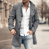 FOESCE Man Single Breasted Jacket Plaid Button Long Slim Coat Long Sleeve  Autumn Winter Warm Casual Harajuku Street Outwear 2025 Retro