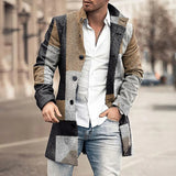 FOESCE Man Single Breasted Jacket Plaid Button Long Slim Coat Long Sleeve  Autumn Winter Warm Casual Harajuku Street Outwear 2025 Retro