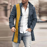 FOESCE Man Single Breasted Jacket Plaid Button Long Slim Coat Long Sleeve  Autumn Winter Warm Casual Harajuku Street Outwear 2025 Retro