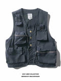 FOESCE Man Vest Military Style Summer Workwear Vest Men's Trendy Brand Ins Loose Multi Pocket Tactical Shoulder Vest