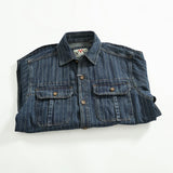 FOESCE May Khaki vintage striped denim shirt men do old wash American casual coat top