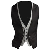 FOESCE Men Formal Waistcoat Vest Business Solid Color Single Button Vest gilet Fake Two-pieces V Neck Casual Slim chalecos para hombre