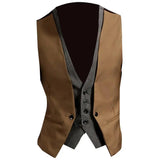 FOESCE Men Formal Waistcoat Vest Business Solid Color Single Button Vest gilet Fake Two-pieces V Neck Casual Slim chalecos para hombre