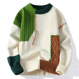 FOESCE Men O-Neck Pullovers Knitted Sweaters New Autumn Winter Man Splicing Casual Sweaters Quality Male Loose Pullovers Clothing 4XL