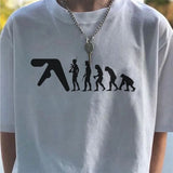 FOESCE Men T-Shirt Aphex Twin Oversized Cotton Tops Harajuku Short Sleeve Tee Y2k Streetwear Korean Fashion Vintage Aesthetic Clothing