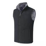 FOESCE Men Winter Vest Sleeveless Stand Collar Solid Color Fleece Thick Keep Warm Plus Size Neck Winter Waistcoat for Daily