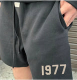 FOESCE Men's 1977 Summer Streetwear Basketball Casual Cotton Shorts Gym Fitness Sports Running Workout Jogger Short Pants Sweatpants