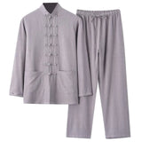 FOESCE Men's And Linen Set 2 Piece Clothing Shirt Casual Set Long Sleeved Pants Set Mens Wool Suits Mens Suits Big And Tall