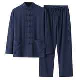FOESCE Men's And Linen Set 2 Piece Clothing Shirt Casual Set Long Sleeved Pants Set Mens Wool Suits Mens Suits Big And Tall