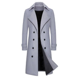 Men's Autumn/winter Double Row Button Woolen Jacket Long Length Casual Trench Coat Smooths Your Silhouette Overcoat