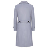 Men's Autumn/winter Double Row Button Woolen Jacket Long Length Casual Trench Coat Smooths Your Silhouette Overcoat