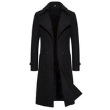 Men's Autumn/winter Double Row Button Woolen Jacket Long Length Casual Trench Coat Smooths Your Silhouette Overcoat