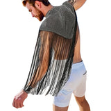 FOESCE Men's Clothing Irregular Tank Tops Fashion Vests Tassel Patchwork Turtleneck Sleeveless Streetwear Leisure Sexy Cloak Ponchos