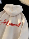 FOESCE Men's High Street Letter Print Hoodies 2025 New Casual Oversized Aesthetic Hooded Sweatshirts Man Y2K Vintage Long Sleeve Hoodie
