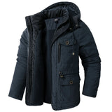 Men's Jacket - US, Large, Hooded, Cotton, Thickened, Multi Pocket, Casual, Mid length Coat