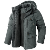 Men's Jacket - US, Large, Hooded, Cotton, Thickened, Multi Pocket, Casual, Mid length Coat