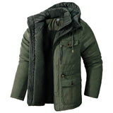 Men's Jacket - US, Large, Hooded, Cotton, Thickened, Multi Pocket, Casual, Mid length Coat