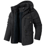 Men's Jacket - US, Large, Hooded, Cotton, Thickened, Multi Pocket, Casual, Mid length Coat