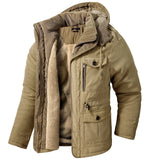 Men's Jacket - US, Large, Hooded, Cotton, Thickened, Multi Pocket, Casual, Mid length Coat