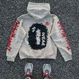 FOESCE Men's Letters and Patten Printed Hoodies Autumn Y2k Retro Sweatshirts Loose Casual Punk Harajuku Long Sleeve Pullovers Clothes