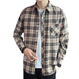 FOESCE Men's Plaid Shirt 2025 Korean Style High-End Feel Good Autumn New Loose Fit Long Sleeve American Style Casual Shirt