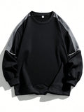 Men's Raglan Sleeves Fashionable Contrasting Round Neck Sweatshirt Suitable for Autumn and Winter