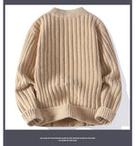 FOESCE Men's Solid color Matching Winter Knitted Sweater High-quality New Pullover Loose and Warm Thick Street Autumn Wool Sweaters