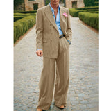FOESCE Men's Striped Suit Two Piece Elegant Fashion Suit Casual Fashion Work Wear Party Dresses Men's Halloween Costume Mens Clothing