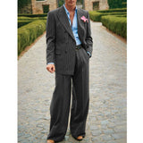 FOESCE Men's Striped Suit Two Piece Elegant Fashion Suit Casual Fashion Work Wear Party Dresses Men's Halloween Costume Mens Clothing