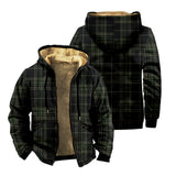 FOESCE Men's Winter Vintage Dark Green Parkas Long Sleeve Plaid Pattern Warm Jacket for Men/Women Thick Clothing Streetwear