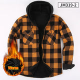 FOESCE Men's long sleeve shirt hoodie thick and fluffy warm fashion high quality comfortable soft clothes autumn winter plaid coat