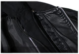 FOESCE Mens Hooded PU Leather Jacket Motorcycle Hooded Young Leather Plus Cotton Padded Coat Men