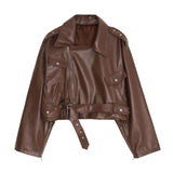 FOESCE Mens Pu Leather Jacket Machine Casual Lined Leather Jacket Autumn Streetwear Personality Trend Temperament Tops Men'S Clothing