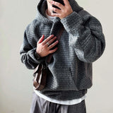 FOESCE Mens Sweater Hooded Rough Weaving Sweater Streetwear Fashion Versatile Casual Versatile Male Campus Long-Sleeve Top Men'S Wear
