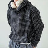 FOESCE Mens Sweater Hooded Rough Weaving Sweater Streetwear Fashion Versatile Casual Versatile Male Campus Long-Sleeve Top Men'S Wear