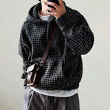 FOESCE Mens Sweater Hooded Rough Weaving Sweater Streetwear Fashion Versatile Casual Versatile Male Campus Long-Sleeve Top Men'S Wear