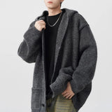 FOESCE Mens Sweater Plain Hooded Casual Sweater Spring Streetwear Fashion Campus Valentines Cardigan Old Money Men'S Clothing 2025 New